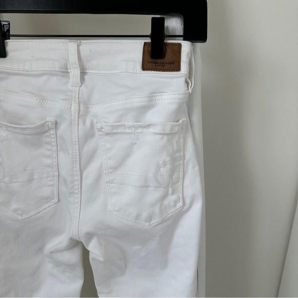 American Eagle Outfitters White Distressed Hi Rise Jegging Cropped Jeans Size 0 - Picture 4 of 13